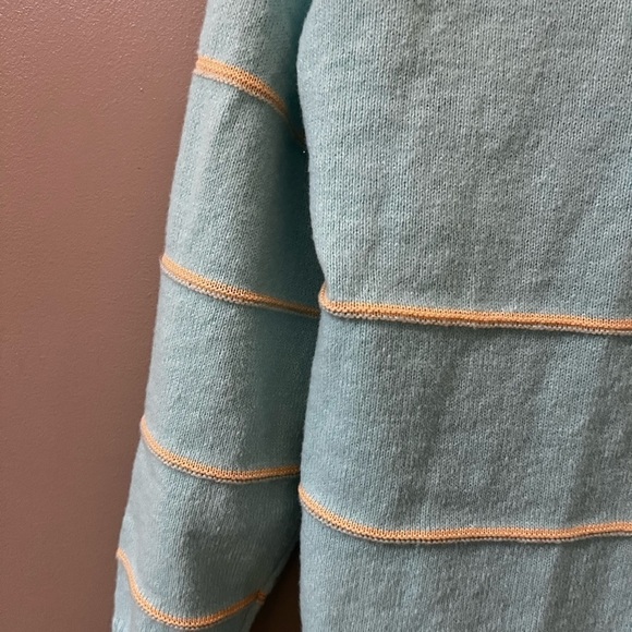 Made with Love by FCT Womens Knit Teal Cream Stripe Sweater Recycled Size M - Picture 5 of 5